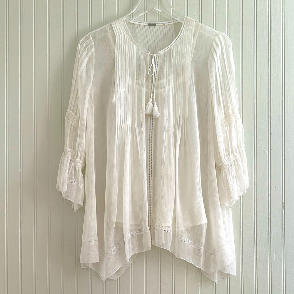Elie Tahari Bohemian Pleated Tunic White